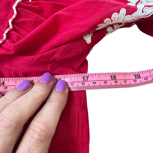 The Great. The Heirloom Cotton Midi Dress Red - Picture 9 of 11